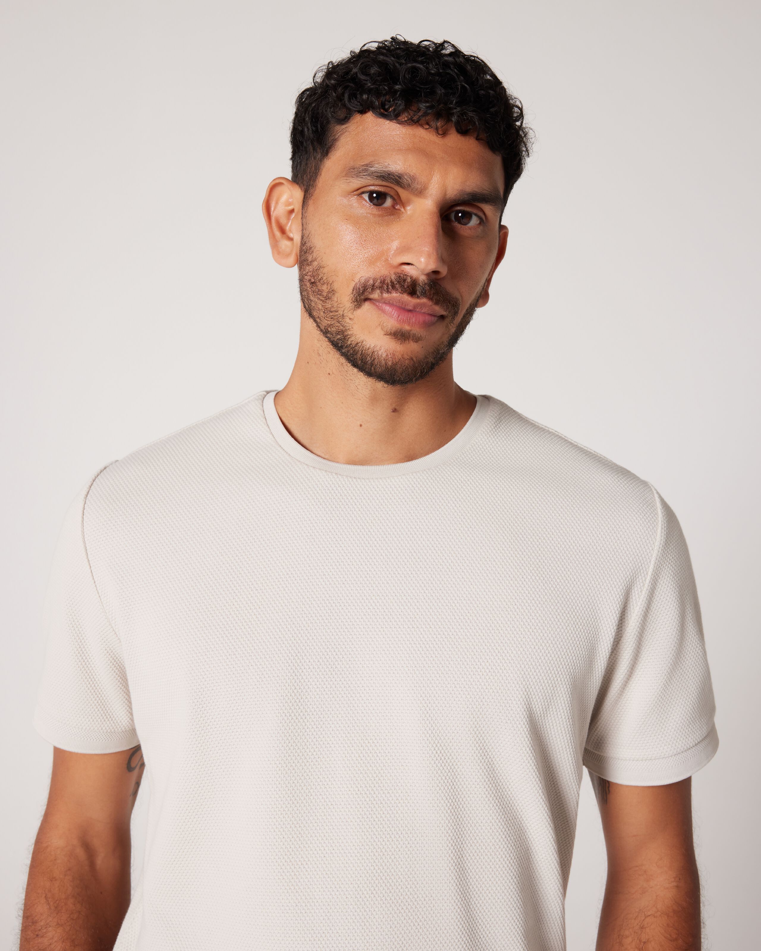 Jacquard Textured Tee - Bone | T-Shirts | Politix